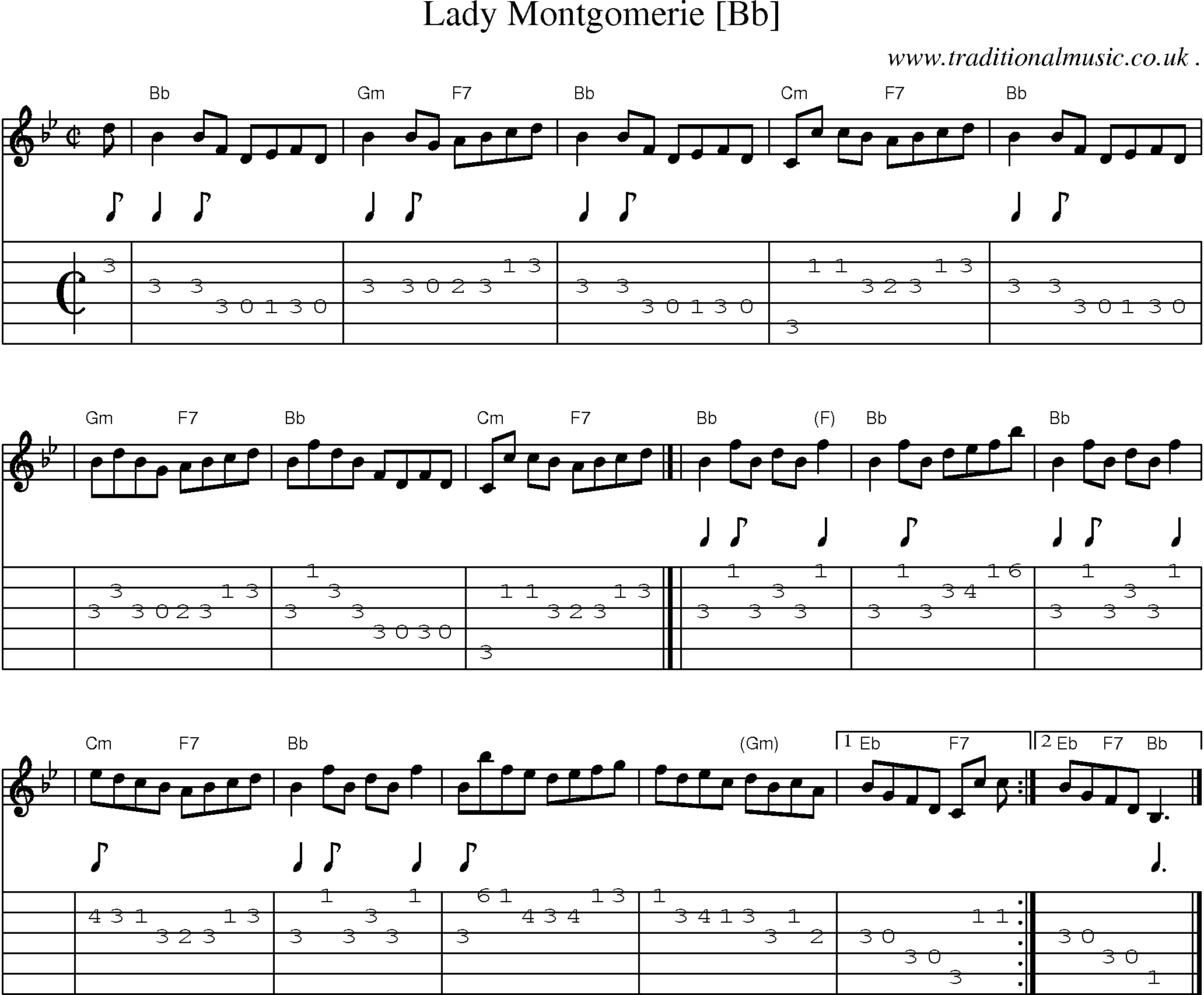 Sheet-music  score, Chords and Guitar Tabs for Lady Montgomerie [bb]